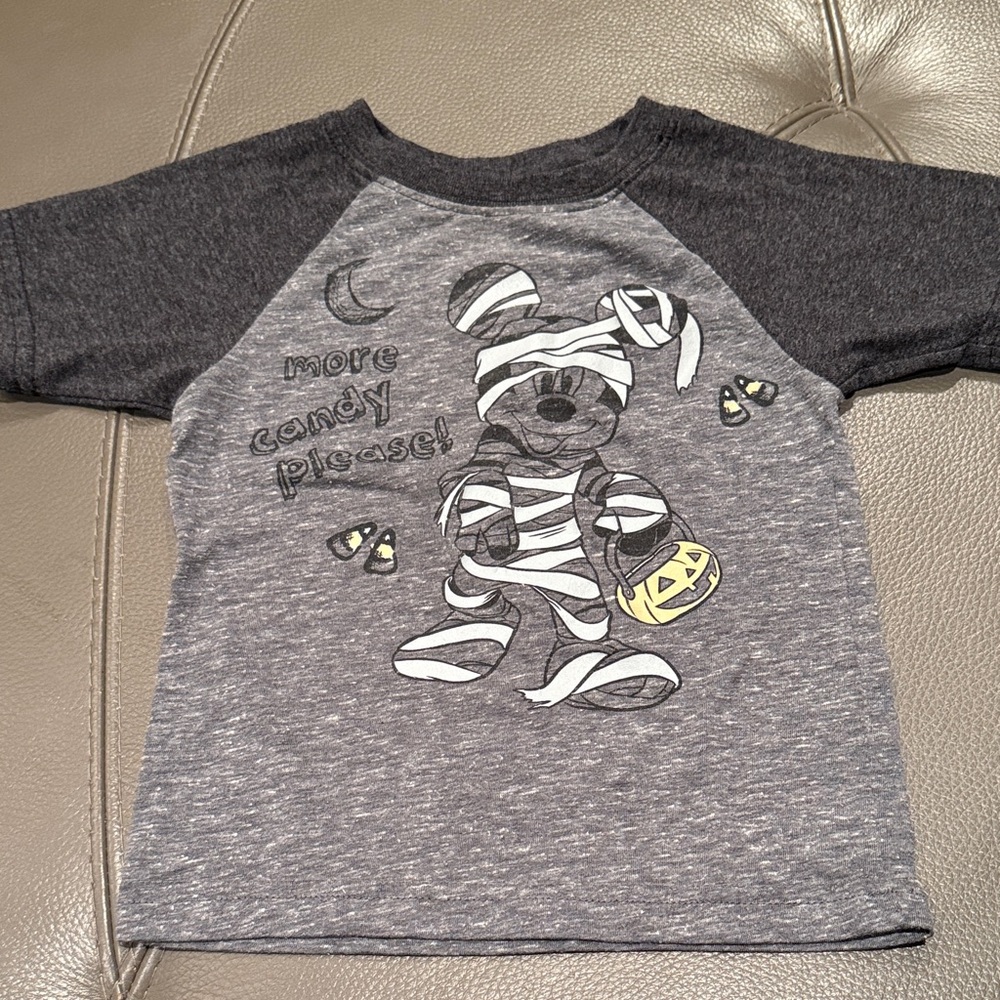 3T Mickey Mouse halloween mummy Gray Raglan Graphic Tee